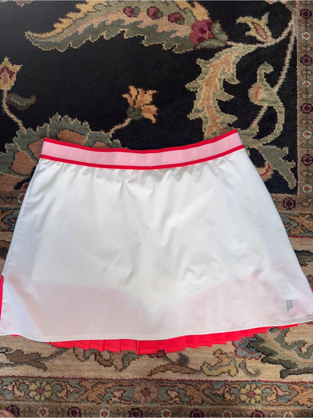 Prince White Skirt with Pink Waistband and Hem